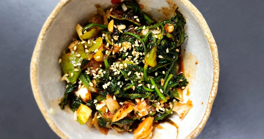 Naenginamul || Shepherd's Purse Salad, 凉拌荠菜, 涼拌薺菜, ナズナのナムル, 냉이나물