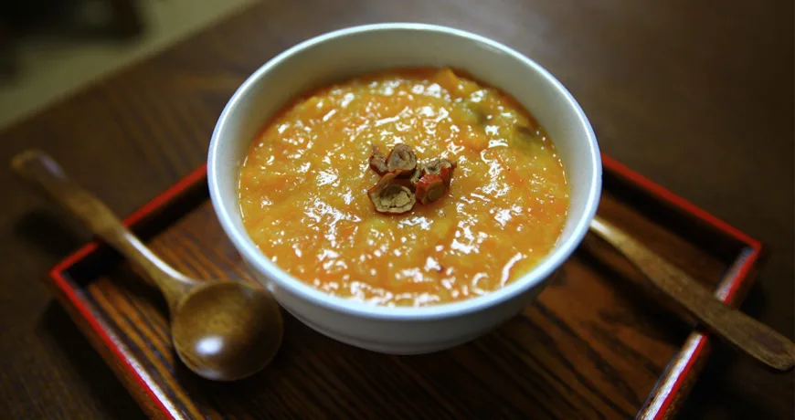 Hobakjuk || Pumpkin Porridge, 南瓜粥, 南瓜粥, カボチャ粥, 호박죽