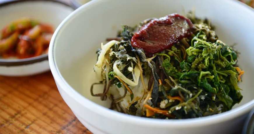 Sanchaebibimbap || Wild Vegetable Bibimbap, 山菜拌饭, 山菜拌飯, 山菜ビビンバ, 산채비빔밥