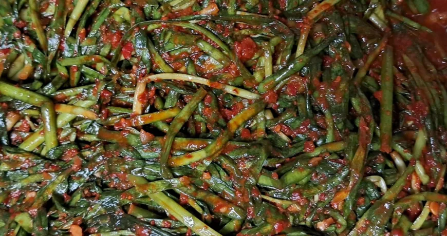 Buchukimchi || Chive Kimchi, 韭菜辛奇, 韭菜辛奇, ニラキムチ, 부추김치