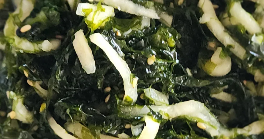 Paraemuchim || Green Laver Salad, 凉拌海青菜, 涼拌海青菜, 青海苔の和え物, 파래무침