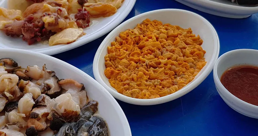 Seonggehoe || Raw Sea Urchin, 성게회 :: k food.market