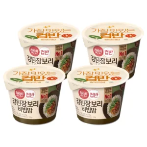 [Hetbahn] Cupban Barley Bibimbap with Rich Soybean Paste Sauce 280g x 4 || 햇반컵반 강된장 보리비빔밥 280g x 4