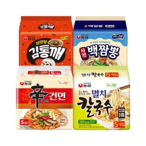 [NONGSHIM] 신깨뽕칼 || Shin-Kkae-Ppong-Kal :: Shin Ramyun Non-Frying Noodle 5p 97g + Laver Sesame King Ramyun 4p 100g + Sichuan Style White Jjamppong 4p 94g + Kal Guk Soo 5p 98g (Anchovy)